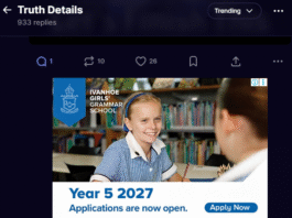 Ivanhoe Girls’ Grammar advertising on Truth Social