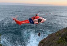 Man rescued after falling down 30 metre crevice