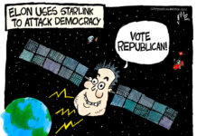 Starlink Fascism … starlink musk clay jones claytoonz satellite starlink